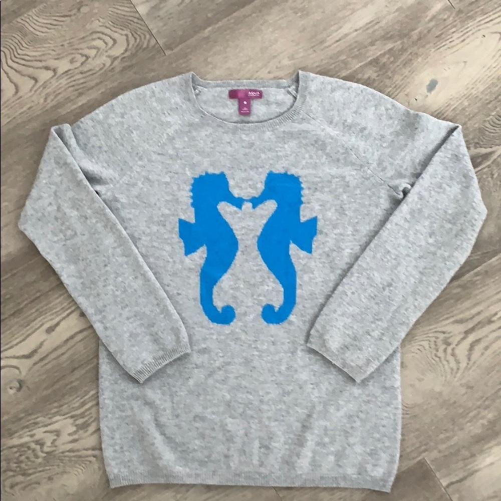 AQUA cashmere seashore motif on front